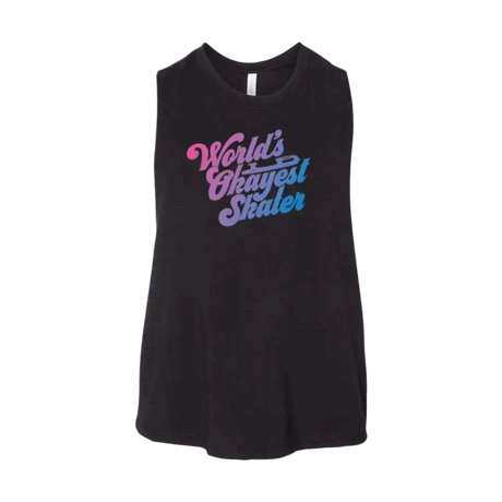 World's Okayest Skater Racerback Crop - Adults Skate Too LLC