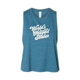 World's Okayest Skater Racerback Crop - Adults Skate Too LLC