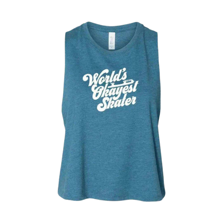 World's Okayest Skater Racerback Crop - Adults Skate Too LLC