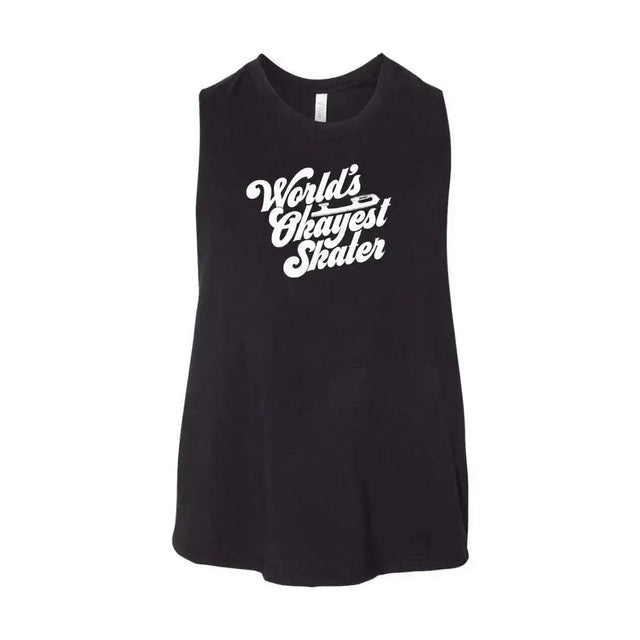 World's Okayest Skater Racerback Crop - Adults Skate Too LLC