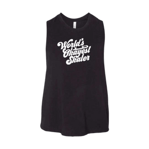 World's Okayest Skater Racerback Crop - Adults Skate Too LLC
