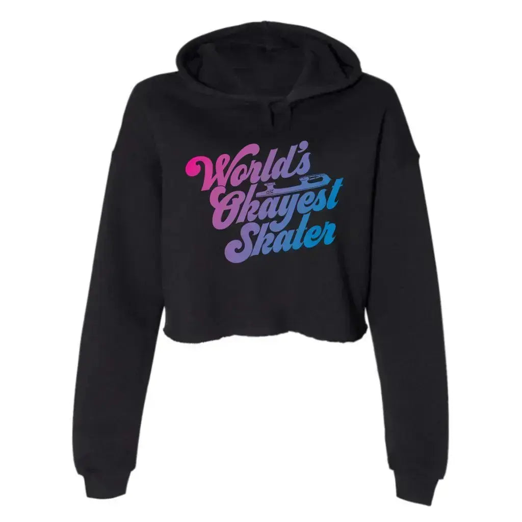 World's Okayest Skater Women's Cropped Fleece Hoodie Adults Skate Too LLC