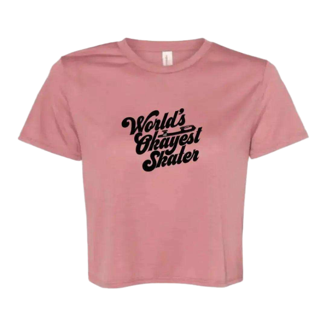 World's Okayest Skater Flowy Crop - Adults Skate Too LLC