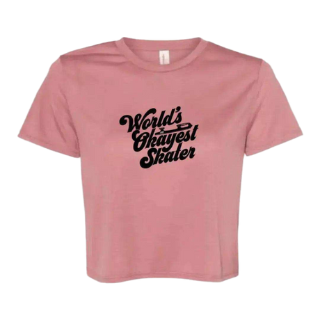 World's Okayest Skater Flowy Crop - Adults Skate Too LLC