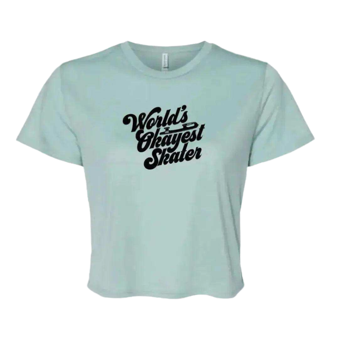 World's Okayest Skater Flowy Crop - Adults Skate Too LLC