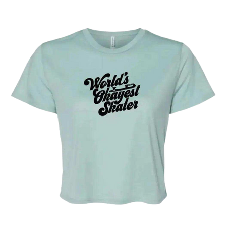 World's Okayest Skater Flowy Crop - Adults Skate Too LLC