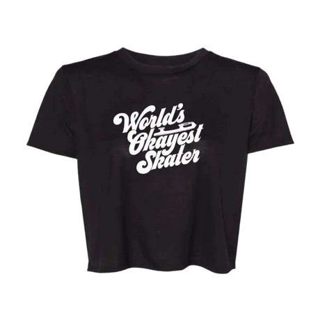 World's Okayest Skater Flowy Crop - Adults Skate Too LLC