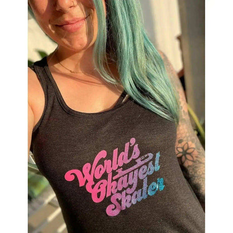 World's Okayest Skater Flowy Crop - Adults Skate Too LLC