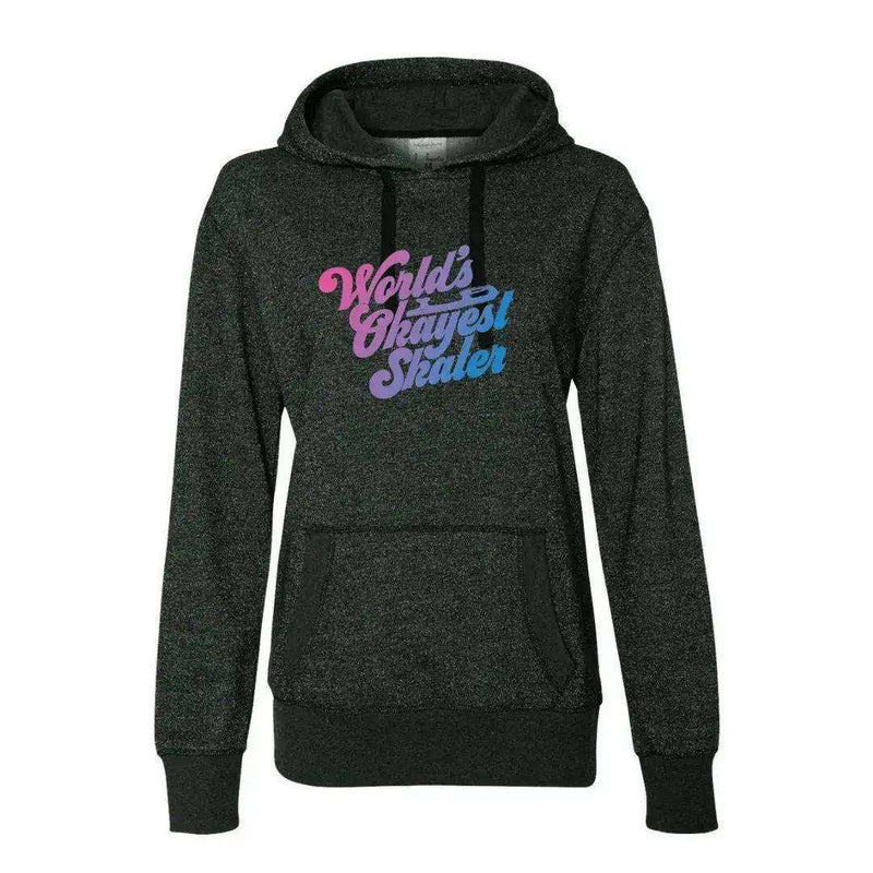World's Okayest Skater Glitter Hoodie - Adults Skate Too LLC