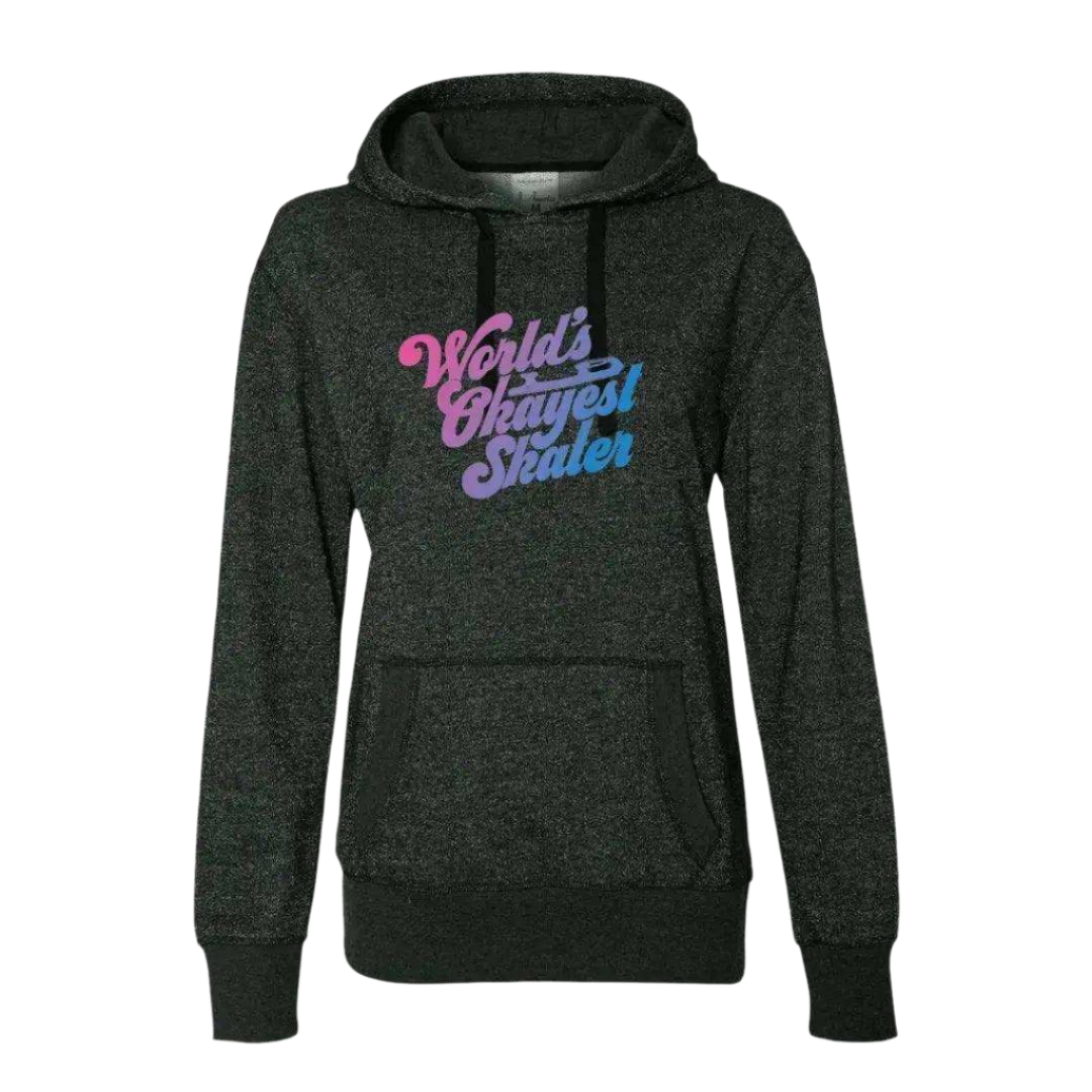 World's Okayest Skater Glitter Hoodie - Adults Skate Too LLC