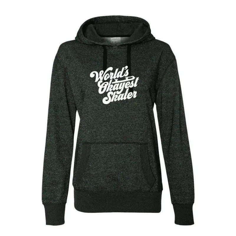 World's Okayest Skater Glitter Hoodie - Adults Skate Too LLC