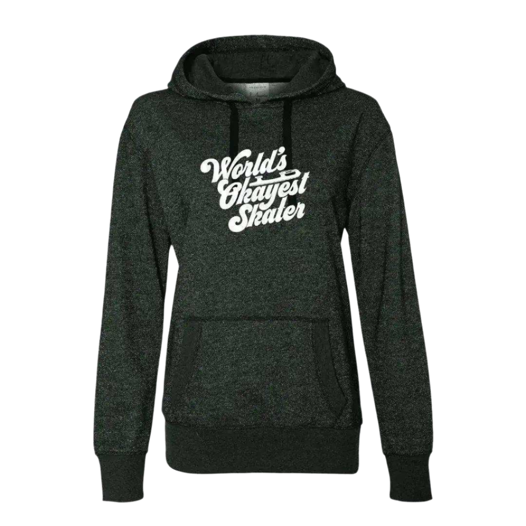 World's Okayest Skater Glitter Hoodie - Adults Skate Too LLC