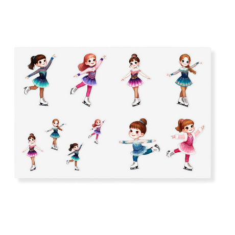 Ice Skating Girl Sticker Sheets - Adults Skate Too LLC
