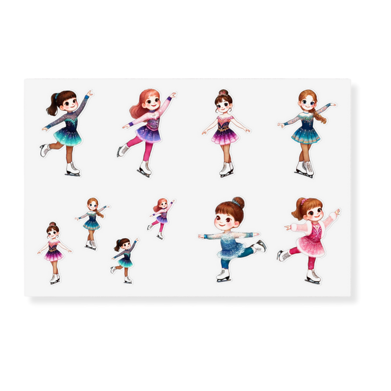 Ice Skating Girl Sticker Sheets - Adults Skate Too LLC