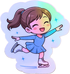 Chibi Skater Girl Holographic Sticker