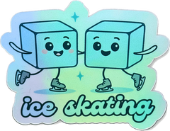Ice Skating (Ice Cubes) Holographic Sticker