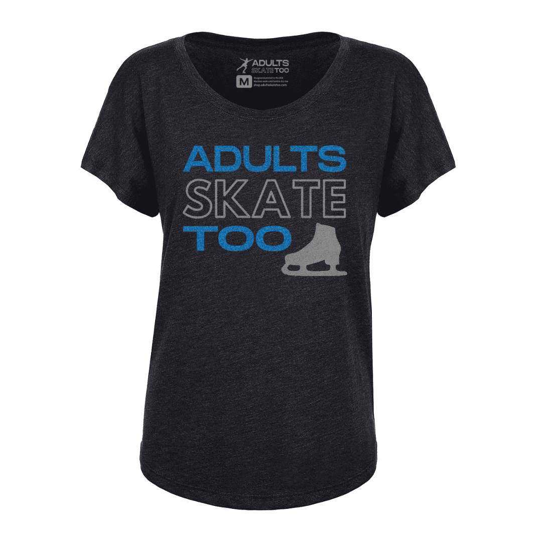 Adults Skate Too Glitter Women's Dolman Tee - Adults Skate Too LLC