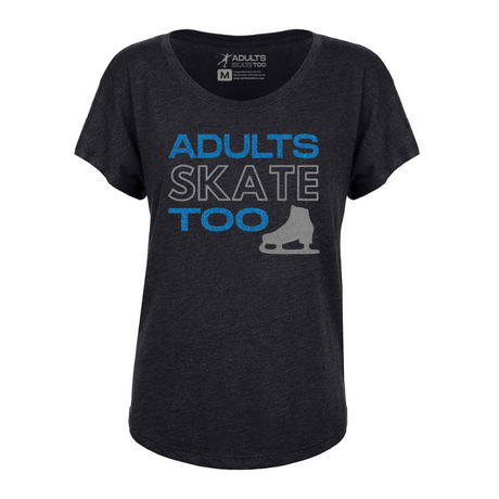 Adults Skate Too Women's Dolman Tee - Glitter - Adults Skate Too LLC