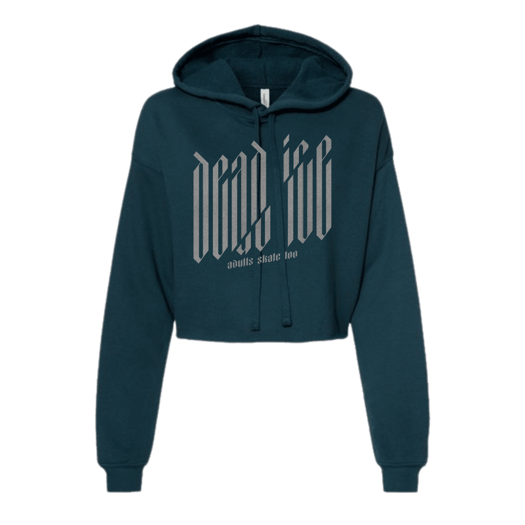 Dead Ice Silver Shimmer Teal Cropped Hoodie