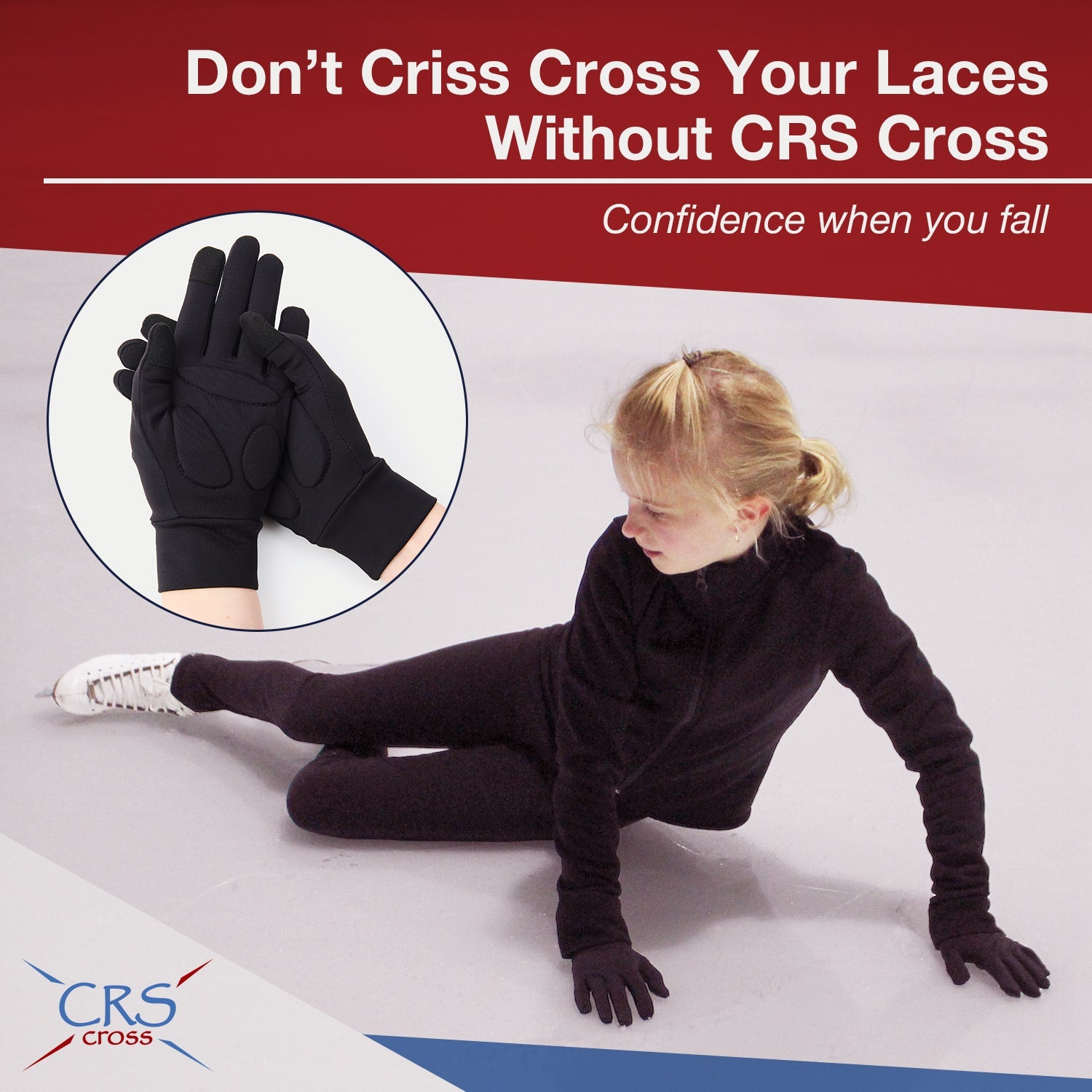 CRS Cross Figure Skating Padded Gloves - Black