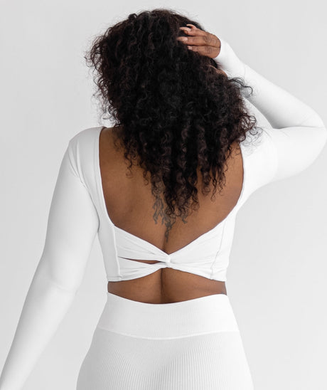 Astoria LIVE LUXE Crossed Sleeve Crop - White - Adults Skate Too LLC