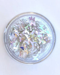 Dolly - White Iridescent Chunky Glitter with Butterflies