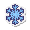 Blue snowflake icon on a white background