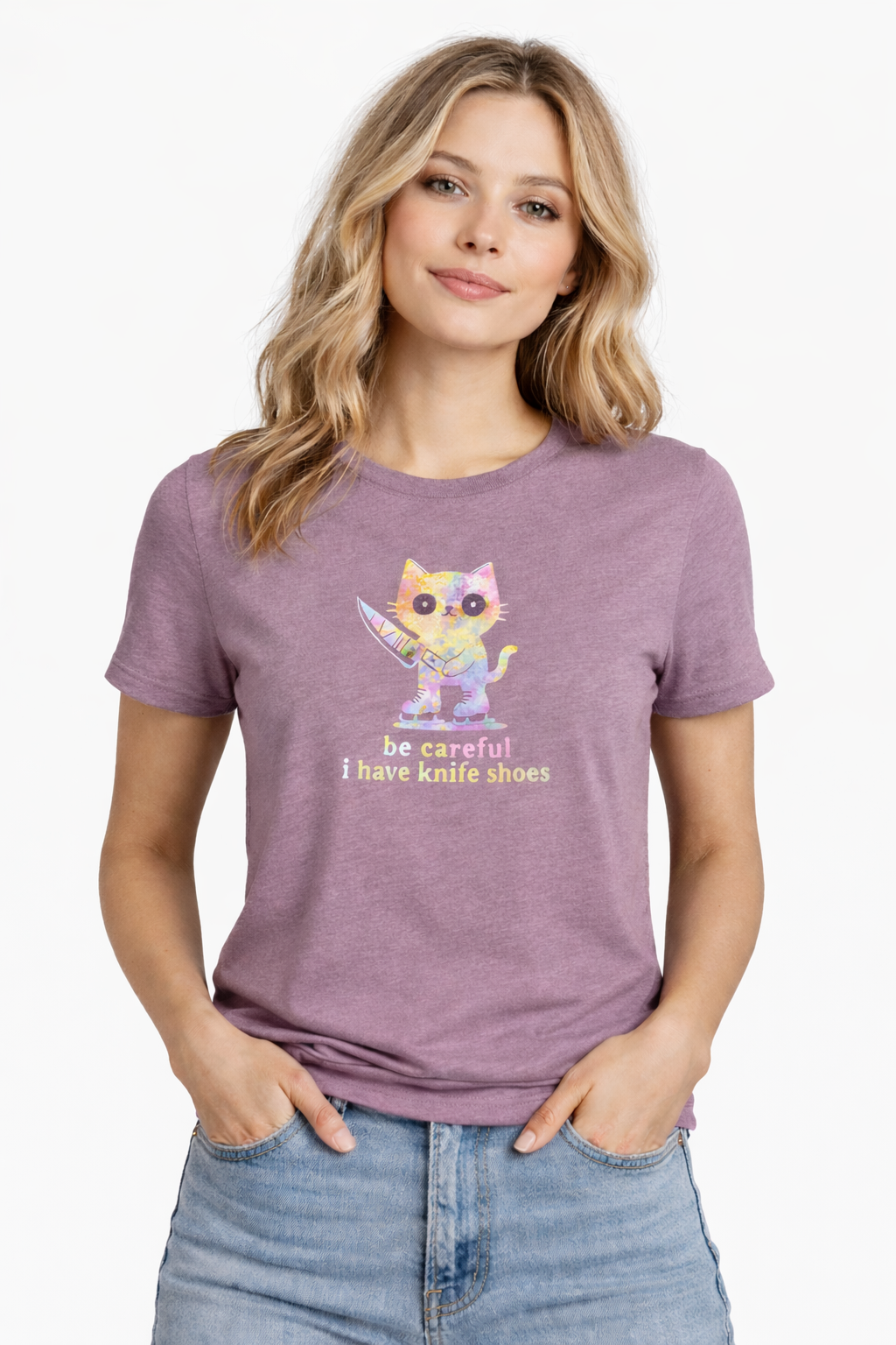 Painted Chaos Knifeshoes Cat Purple Tee - M - OneofOne