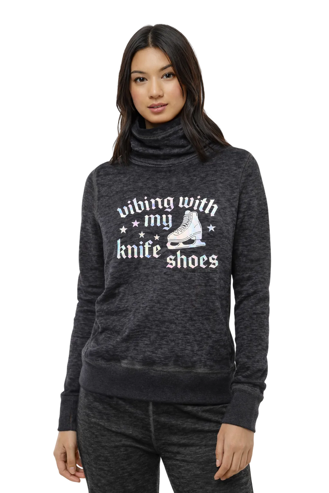 Vibing With My Knife Shoes - Holo Cowl Neck Sweatshirt 2XL - OneofOne