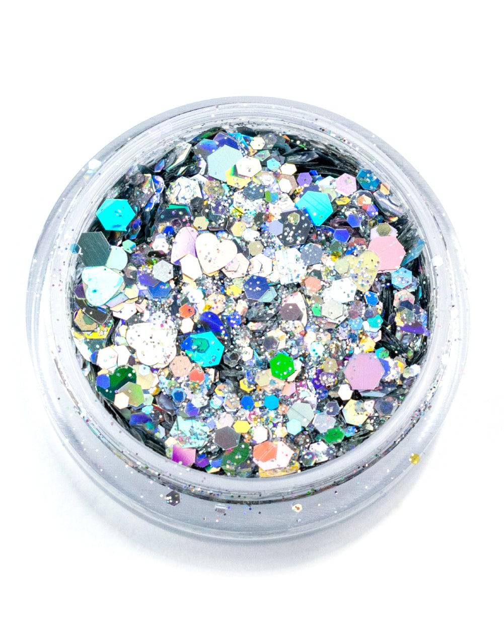 Lunautics Holla Gurl - Holographic Silver Chunky Glitter with Hearts