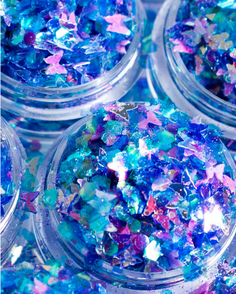 Mariah - Chunky Blue and Purple Butterfly Glitter