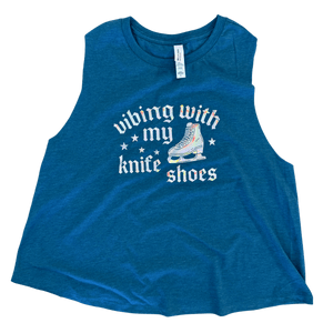 Vibing With My Knife Shoes - Holographic Crop Tank L - OneofOne