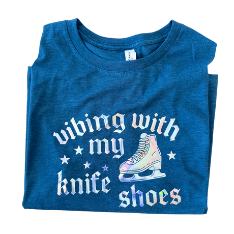 Vibing With My Knife Shoes - Holographic Crop Tank L - OneofOne