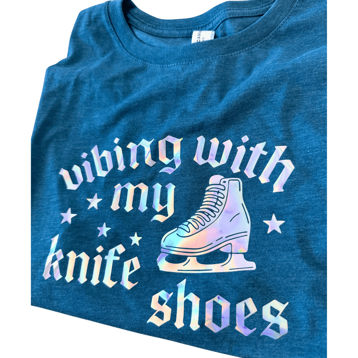 Vibing With My Knife Shoes - Holographic Crop Tank L - OneofOne