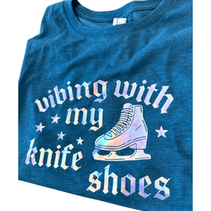 Vibing With My Knife Shoes - Holographic Crop Tank L - OneofOne