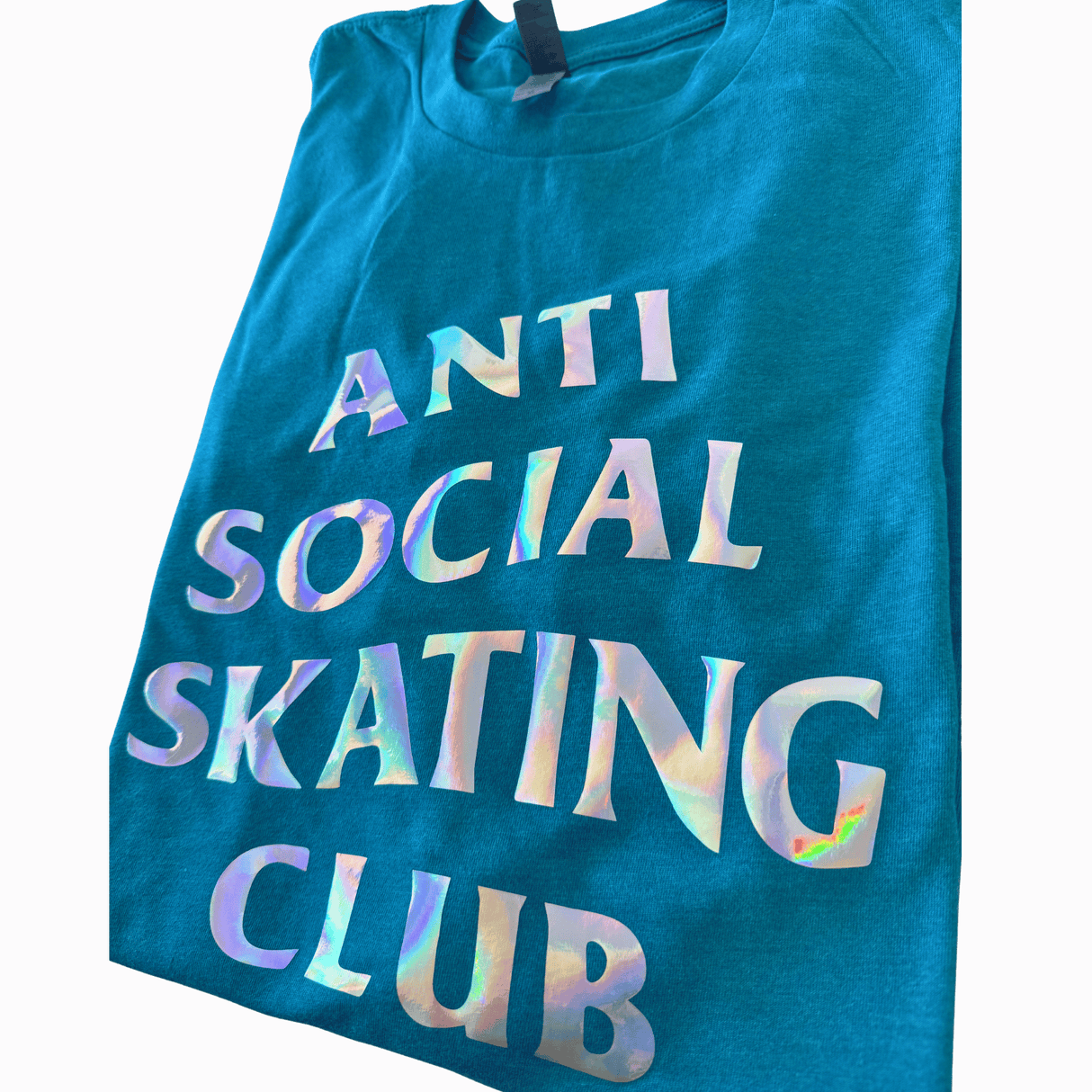 Anti Social Skating Club - Teal Holographic Tee XL - OneofOne