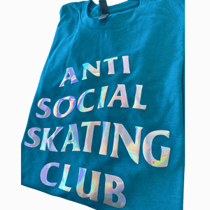 Anti Social Skating Club - Teal Holographic Tee XL - OneofOne