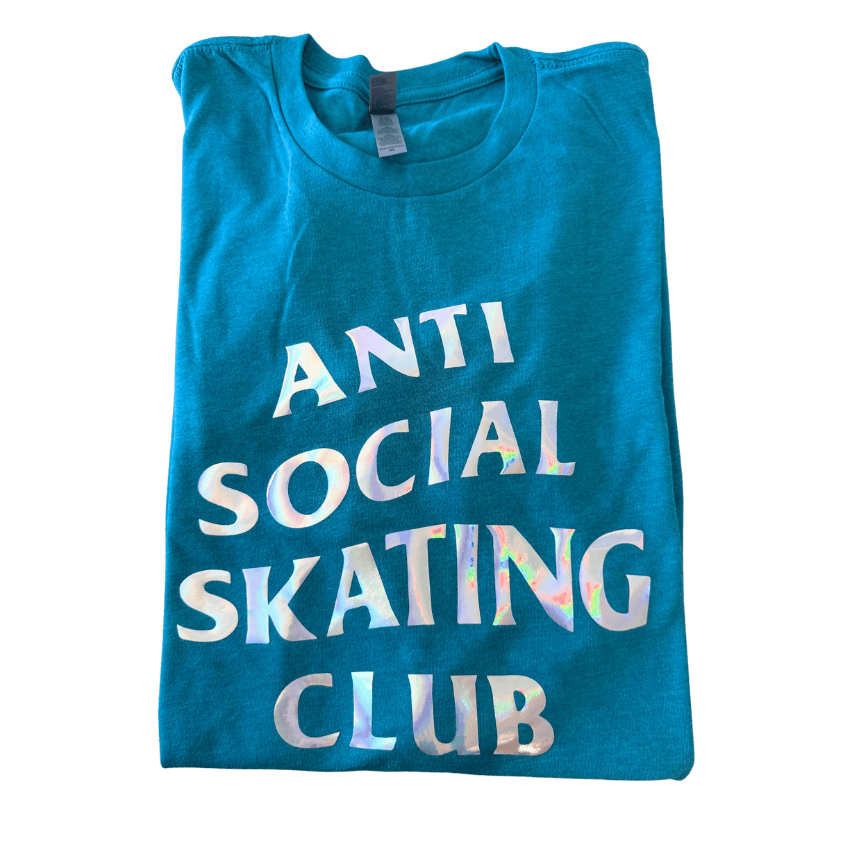 Anti Social Skating Club - Teal Holographic Tee XL - OneofOne