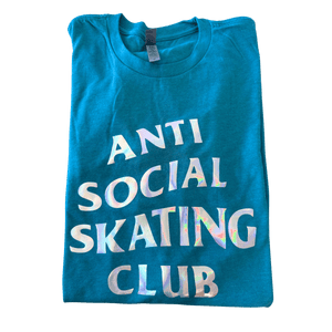 Anti Social Skating Club - Teal Holographic Tee XL - OneofOne