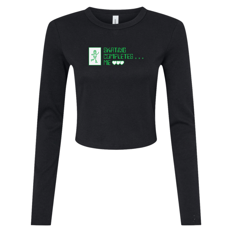 Skating Completes Me Micro Rib Long Sleeve Baby Tee | S