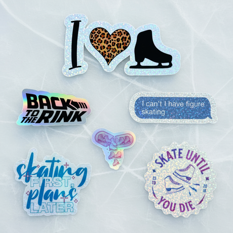 Skating quote sticker bundle on ice