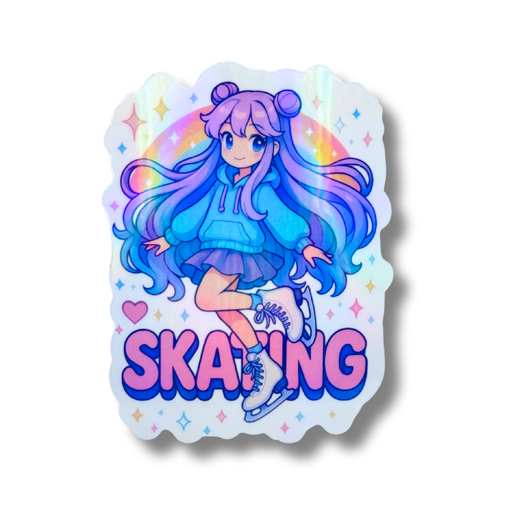 Skating Girl Sparkle Holo Stickers - Adults Skate Too LLC