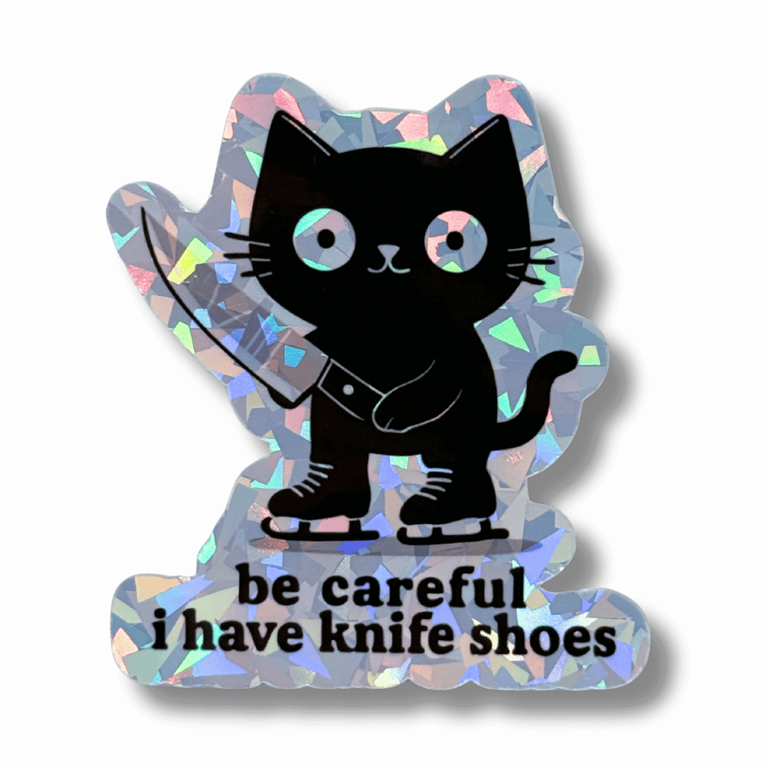 Be Careful I Have Knife Shoes Cat Sticker