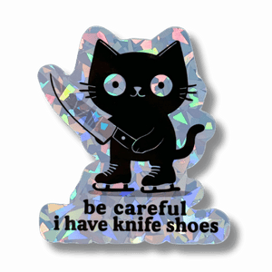 Be Careful I Have Knife Shoes Cat Sticker