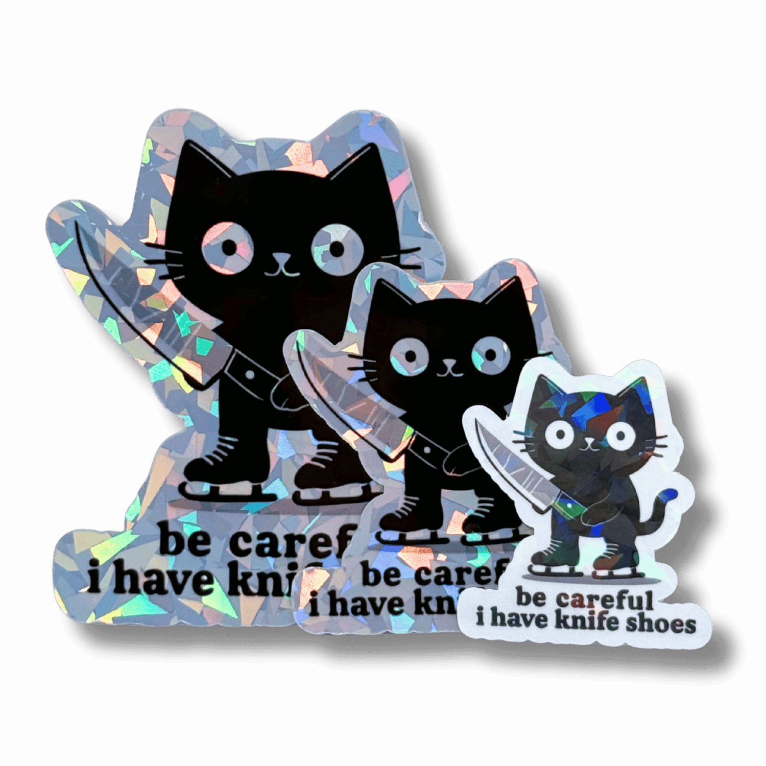 Be Careful I Have Knife Shoes Cat Sticker