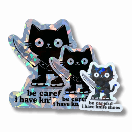 Be Careful I Have Knife Shoes Cat Sticker