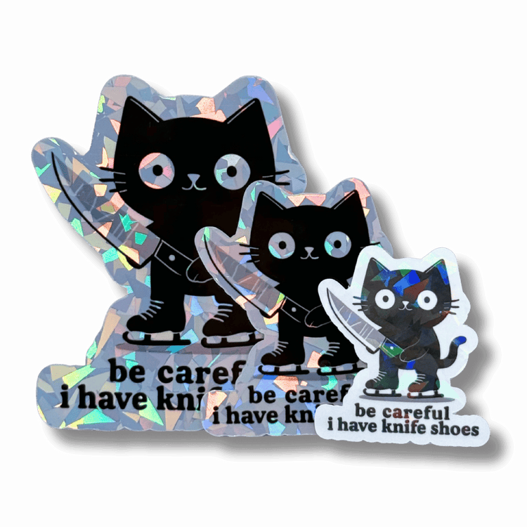 Be Careful I Have Knife Shoes Cat Sticker