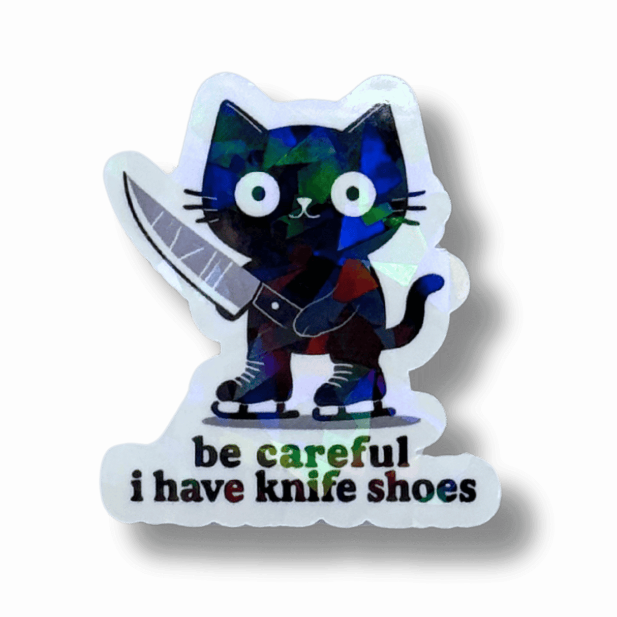 Be Careful I Have Knife Shoes Cat Sticker