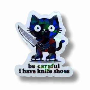 Be Careful I Have Knife Shoes Cat Sticker