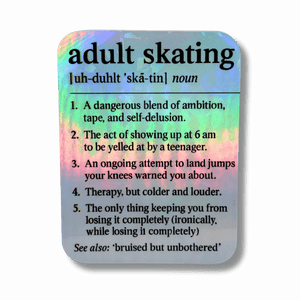 Definition of 'adult skating' with colorful background